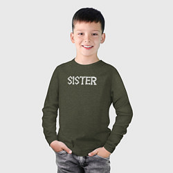 Лонгслив хлопковый детский Sister - Halloween, цвет: меланж-хаки — фото 2