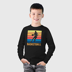 Лонгслив хлопковый детский Basketball lettering, цвет: черный — фото 2