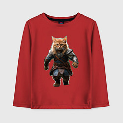 Лонгслив хлопковый детский Кот викинг, цвет: красный