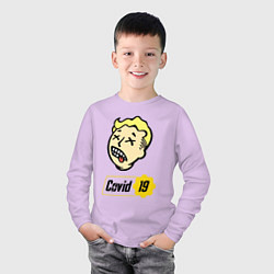 Лонгслив хлопковый детский Vault boy - covid 19, цвет: лаванда — фото 2