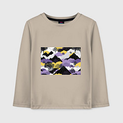 Лонгслив хлопковый детский Япония горы, цвет: миндальный