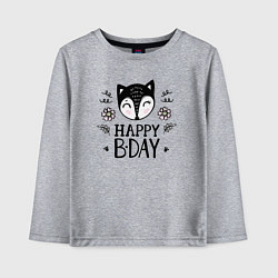 Лонгслив хлопковый детский Лисёнок с днём рождения, цвет: меланж