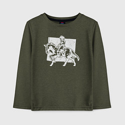 Лонгслив хлопковый детский Леди ковбой, цвет: меланж-хаки