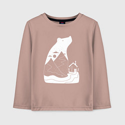 Лонгслив хлопковый детский Домик и мишка, цвет: пыльно-розовый