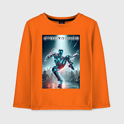 Лонгслив хлопковый детский Кибер танцор - неоновое свечение, цвет: оранжевый