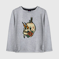 Лонгслив хлопковый детский Грозовой череп, цвет: меланж
