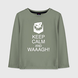 Лонгслив хлопковый детский Warhammer keep calm and waaagh, цвет: авокадо