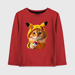 Лонгслив хлопковый детский Рыжий котёнок покемон - нейроарт, цвет: красный
