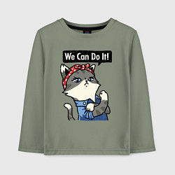 Лонгслив хлопковый детский We can do it - cat, цвет: авокадо