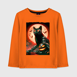 Лонгслив хлопковый детский Стимпанк кот в очках - нейроарт, цвет: оранжевый