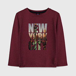 Лонгслив хлопковый детский New York city big room, цвет: меланж-бордовый