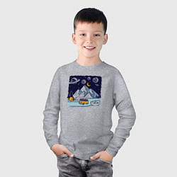 Лонгслив хлопковый детский Космическая дорога в горах, цвет: меланж — фото 2