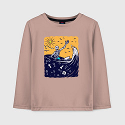 Лонгслив хлопковый детский Скелетик в море, цвет: пыльно-розовый