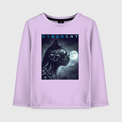 Лонгслив хлопковый детский Cyber black cat - ai art fantasy, цвет: лаванда
