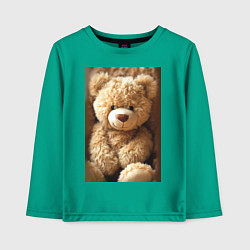 Лонгслив хлопковый детский Игрушечный большой медвежонок, цвет: зеленый