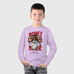 Лонгслив хлопковый детский Money maker hands, цвет: лаванда — фото 2