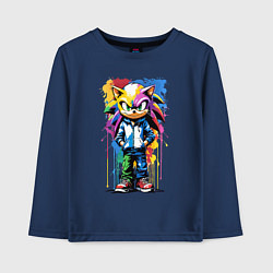 Лонгслив хлопковый детский Ёжик Соник - граффити, цвет: тёмно-синий