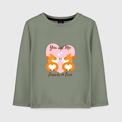 Лонгслив хлопковый детский Влюблённые корги, цвет: авокадо