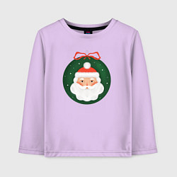 Лонгслив хлопковый детский Дед Мороз в ёлочном шарике, цвет: лаванда