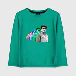 Лонгслив хлопковый детский Pop art товарищ Сталин, цвет: зеленый