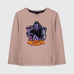 Лонгслив хлопковый детский Хэллоуин вампир, цвет: пыльно-розовый