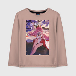 Лонгслив хлопковый детский Геншин Яэ Мико Гудзи, цвет: пыльно-розовый