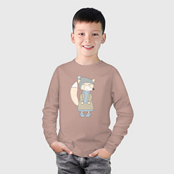 Лонгслив хлопковый детский Лиса в пальто, цвет: пыльно-розовый — фото 2