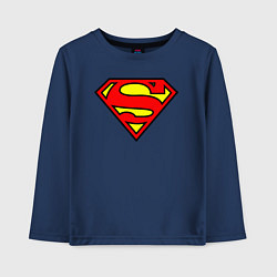 Лонгслив хлопковый детский Superman logo, цвет: тёмно-синий