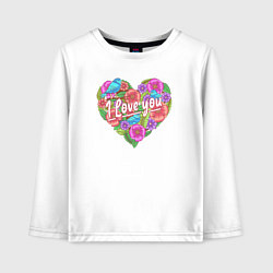Лонгслив хлопковый детский Love flowers, цвет: белый