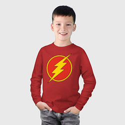 Лонгслив хлопковый детский Flash logo, цвет: красный — фото 2