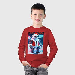 Лонгслив хлопковый детский Cyber new year - polar bear, цвет: красный — фото 2