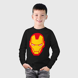Лонгслив хлопковый детский Iron man logo, цвет: черный — фото 2