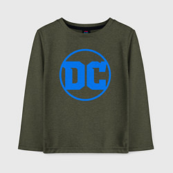 Лонгслив хлопковый детский DC comics logo, цвет: меланж-хаки