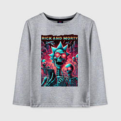 Лонгслив хлопковый детский Rick and Morty - neon glow fantasy, цвет: меланж