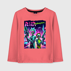 Лонгслив хлопковый детский Rick and Morty - cyberpunk, цвет: коралловый