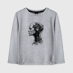 Лонгслив хлопковый детский Девушка андроид в профиль, цвет: меланж