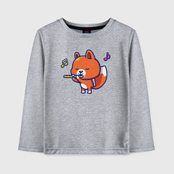 Лонгслив хлопковый детский Лисичка с флейтой, цвет: меланж