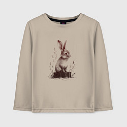Лонгслив хлопковый детский Кролик на пеньке, цвет: миндальный
