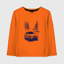 Лонгслив хлопковый детский Автомобиль в синих тонах, цвет: оранжевый