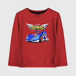 Лонгслив хлопковый детский Cool hedgehog - Sonic racing team, цвет: красный