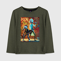Лонгслив хлопковый детский Punk rock - Rick and Morty, цвет: меланж-хаки
