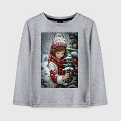 Детский лонгслив Ребенок и новогодняя елка