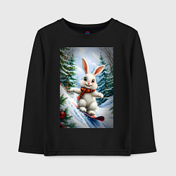 Детский лонгслив Зайчик на сноуборде