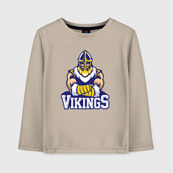 Лонгслив хлопковый детский Сила викингов, цвет: миндальный