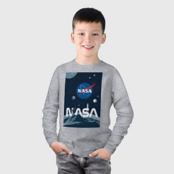 Лонгслив хлопковый детский NASA в космосе, цвет: меланж — фото 2