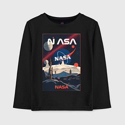 Лонгслив хлопковый детский NASA ретро, цвет: черный