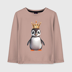 Лонгслив хлопковый детский Пингвинчик в короне, цвет: пыльно-розовый