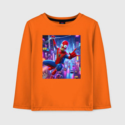 Лонгслив хлопковый детский Homer Simpson and Spider man - collaboration, цвет: оранжевый