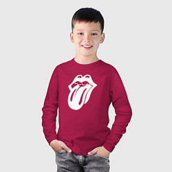 Лонгслив хлопковый детский Rolling Stones - white logo, цвет: маджента — фото 2