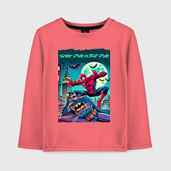 Лонгслив хлопковый детский Чувак паук против чувака летучей мыши - нейроарт п, цвет: коралловый